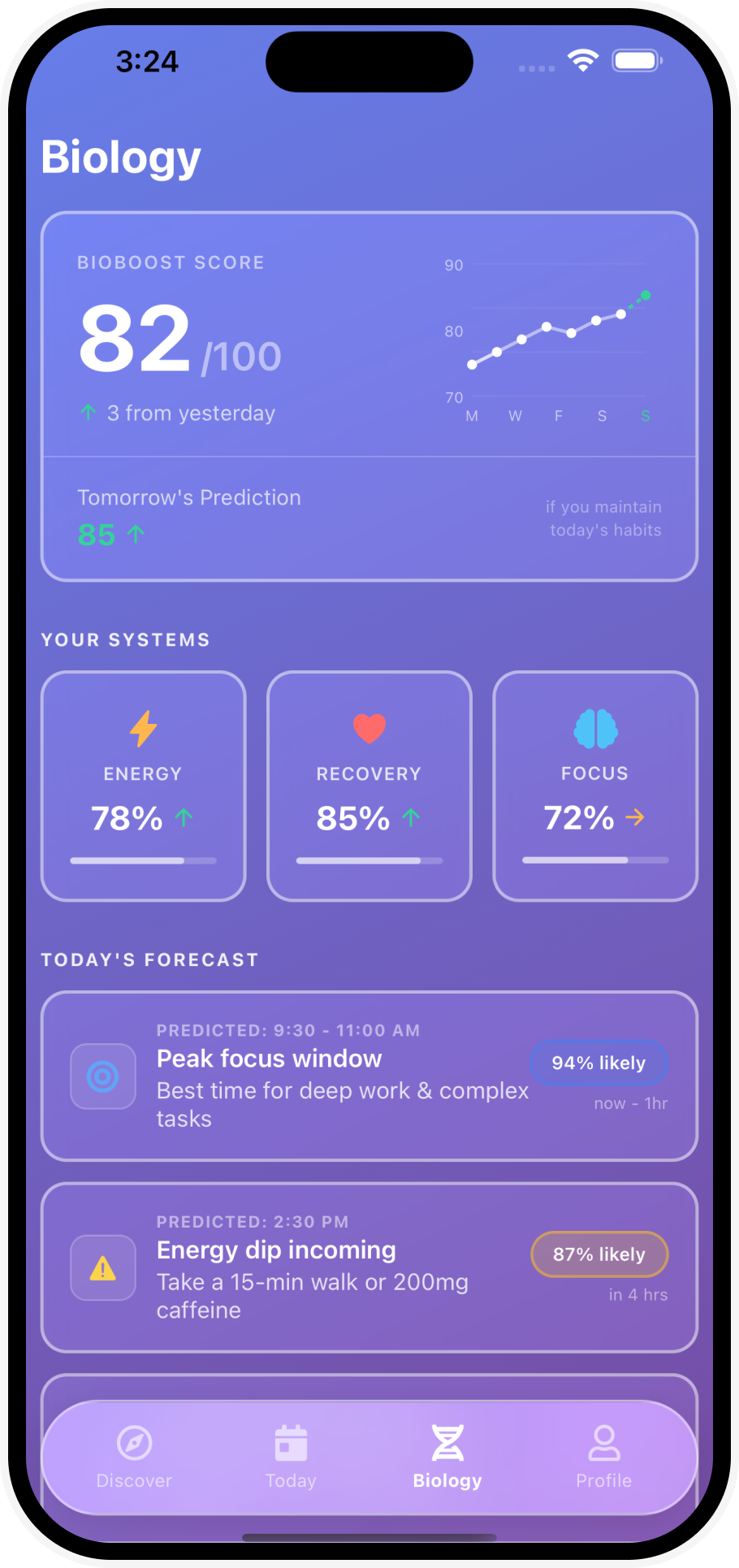 BioBoost Improve Screen